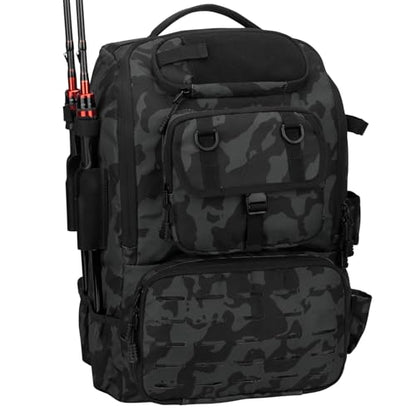 Fishing Backpack with Rod Holders,40L Large Water-resistant Fishing Tackle Bag with Cooler,Tackle Box Backpack