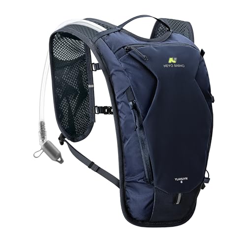 N NEVO RHINO Hydration Backpack,Water Backpack with 50 oz /1.5L Water Bladder, Bike Hydration Pack for Men Women, 6L Lightweight Hydration Hiking Backpack for Cycling Hiking - color: Navy Blue