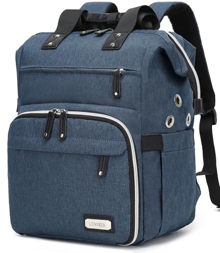 LTINVECK Crochet Backpack,Knitting Bag Backpack Yarn Storage Organizer Travel Bag,Large Yarn Tote Bag for Knitting Needles,Crochet Hooks Accessories,Blue - color: Blue