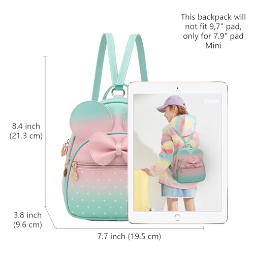 KL928 Girls Mini Backpack Bowknot Polka Dot Cute Small Daypacks Convertible Shoulder Bag Purse for Women - color: Light Pink#apple Green