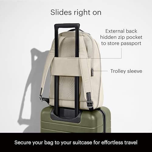 Away The Everywhere Zip Backpack - Personal Item Airline Approved Backpack with 16” Padded Laptop Sleeve, Water Bottle Pocket, Interior and Exterior Pockets - Fits Up to 16-Inch Laptops - Salt White - color: Salt White
