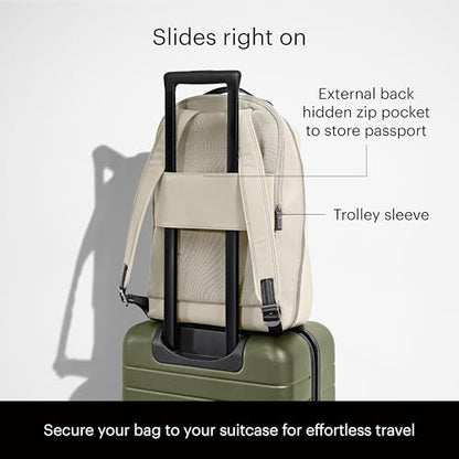 Away The Everywhere Zip Backpack - Personal Item Airline Approved Backpack with 16” Padded Laptop Sleeve, Water Bottle Pocket, Interior and Exterior Pockets - Fits Up to 16-Inch Laptops - Salt White - color: Salt White