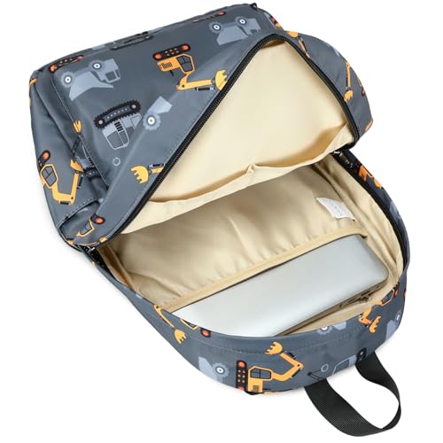 CAMTOP Preschool Backpack for Kids Boys Girls Toddler Backpack Kindergarten School Bookbags for Age 3-8 (Engineering Car Grey) - color: Engineering Car Grey