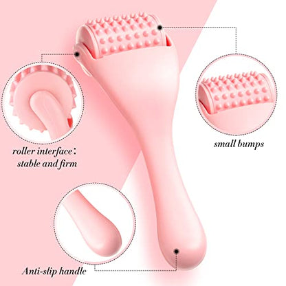Tondiamo 2 Pcs Muscle Roller Gift Fascia Stick Cellulite Face Muscle Body Massage Roller Massage Tool for Relief Neck Arm Back Leg Body Deep Release(Pink,Silicone) - color: Pink, style: Silicone