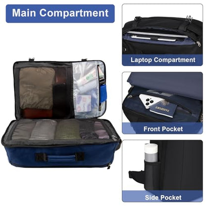 Large Travel Backpack for Men 40L, TSA Flight Approved Carry On Backpack with Rain Cover, Water-resistant 17inch Travel Laptop Backpack Extra Large Luggage Suitcase Daypack Weekender Bag, Blue - color: Blue, size: Non-vacuum