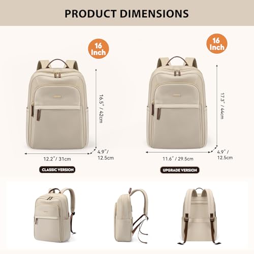 Hiking Travel Backpack for Women Casual Business Weekender Multilayer Laptop Bag,16 Inch,Apricot - color: A-apricot, size: 16 Inch