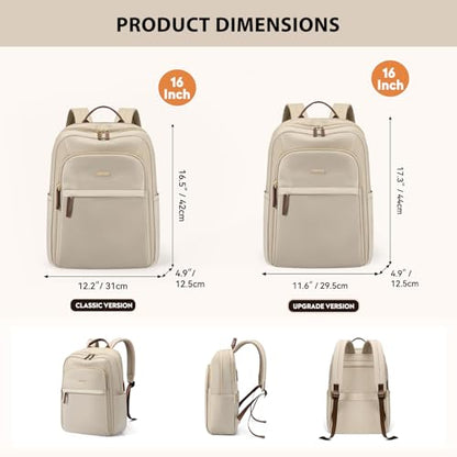 Hiking Travel Backpack for Women Casual Business Weekender Multilayer Laptop Bag,16 Inch,Apricot - color: A-apricot, size: 16 Inch