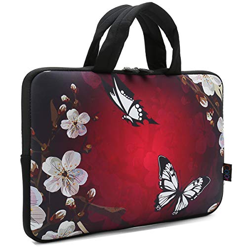 iColor 14 15 15.4 15.6 inch Laptop Handle Bag Computer Protect Case Pouch Holder Notebook Sleeve Neoprene Cover Soft Carring Case for MacBook Dell Lenovo Toshiba HP Chromebook ASUS Acer Black ICB-11 - color: Black White Butterfly