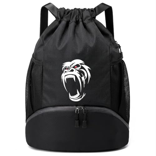 FOECBIR Water Resistant Drawstring Gym Backpack with Shoe Compartment & Gym Backpack for Men, Large Capacity Basketball Bag with Side Mesh Pockets for Sports Travel (Horror Skull) - color: Horror Skull