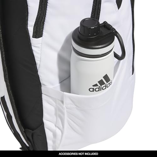 adidas Defender 5 Backpack for Sports, Gym, School and Travel, 33L, White/Gold Metallic/Black, OSFA - color: White/Gold Metallic/Black