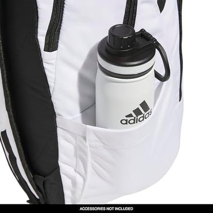 adidas Defender 5 Backpack for Sports, Gym, School and Travel, 33L, White/Gold Metallic/Black, OSFA - color: White/Gold Metallic/Black