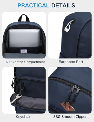 Kasqo School Backpack, 15.6 Inch Classic Lightweight Water-Resistant Backpack for Men Women Teens Girls Boys Kids to School, College, Travel, Work, Sapphire Blue - color: Blue