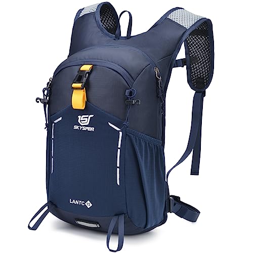 SKYSPER Small Hiking Backpack - 15L Travel Daypack Lightweight Bag Water Resistant Hiking Backpacks for Women Men - color: Lantc15-navyblue, size: Small