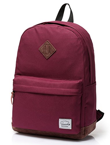 Backpack for Men Women,VASCHY Classic Water-resistant Lightweight Travel School Backpack Casual Daypack - color: Burgundy
