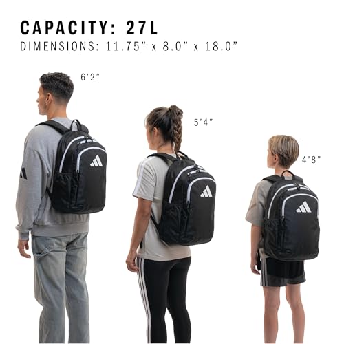 adidas Kids Affiliate Backpack – School Bag for Girls and Boys, 27L, Black/White, OSFA - color: Black/White