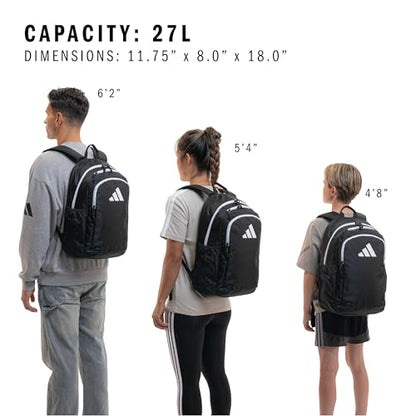 adidas Kids Affiliate Backpack – School Bag for Girls and Boys, 27L, Black/White, OSFA - color: Black/White