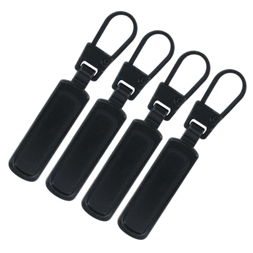 Auvotuis 4Pcs Zipper Pull Replacement for Small Holes, Detachable Tiny Zipper Replacement Slider, Spare Zipper Pulls for Luggage/Jackets/Backpacks/Boots/Purses (Black) - style: Black