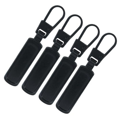 Auvotuis 4Pcs Zipper Pull Replacement for Small Holes, Detachable Tiny Zipper Replacement Slider, Spare Zipper Pulls for Luggage/Jackets/Backpacks/Boots/Purses (Black) - style: Black
