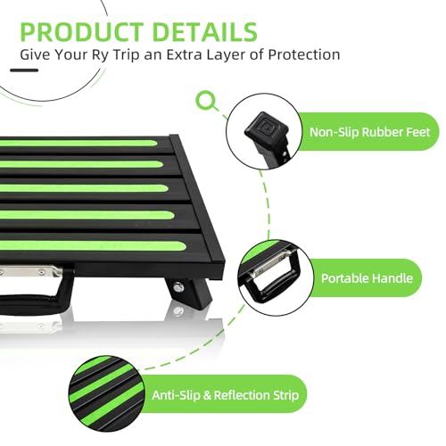 19”×14.5” Large RV Steps with Glow in The Dark Tapes Adjustable RV Step Stool Aluminum RV Step Supports Up to 1500 lbs - color: Black Large
