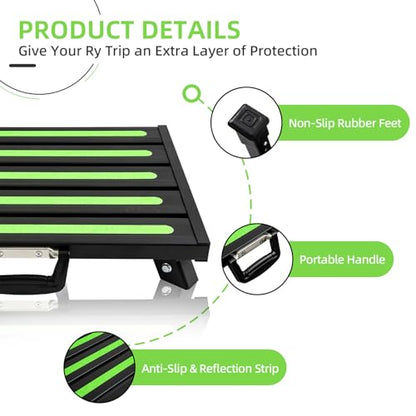 19”×14.5” Large RV Steps with Glow in The Dark Tapes Adjustable RV Step Stool Aluminum RV Step Supports Up to 1500 lbs - color: Black Large