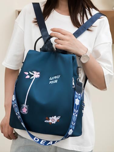 Women's Crossbody Backpack, Embroidered Handbag 2 Ways Convertible Shoulder Bags Retro Multifunctional Hand-held Backpack - color: Color 10