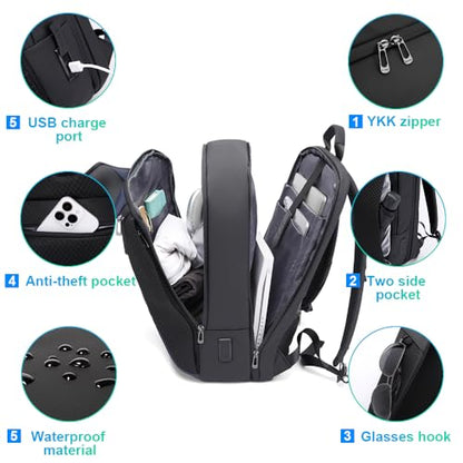 BANGE Smart Business Laptop Backpack Waterproof can fit 15.6-17.3 Inch Laptop with 3.0 USB charging port for men and women - color: Blue