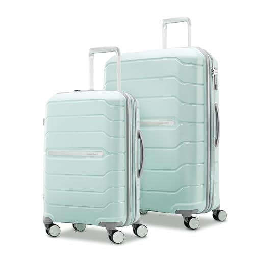 Samsonite Freeform 2-Piece Luggage Set - Carry-On & Large Checked Luggage with Dual Spinner Wheels - Durable Polypropylene Hardshell - TSA Lock, Airline-Approved - Expandable Hard Shell - Mint Green - color: Mint Green, size: 2-Piece Set (Carry-on/Large)