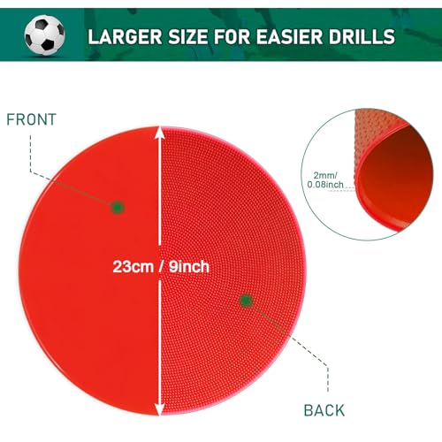 Poly Spots Spot Markers for Gym Floor 4.72inch 6inch 9inch 24/36 Pcs Non-Slip Rubber Floor Dots Round Agility Markers Flat Cones for Sports Soccer Basketball PE Training, Dance, Classroom - style: 36Pcs 9 inch