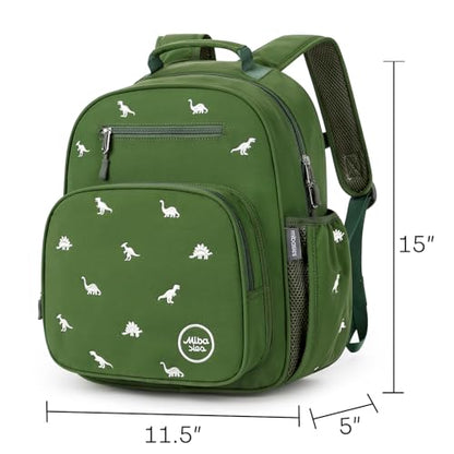 mibasies Boys Backpacks Ages 5-8: Quilted Backpack for Kids - Cute 15 Inches Bookbag for Kindergarten Elementary School Dinosaur Green - color: Dinosaur Green, style: Kids-15"h