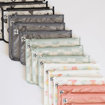 Tiny Twinkle Diaper Bag Organizing Pouches|3 Pack Mess-Proof Clear Front Travel Organizer Bags&TSA Approved Toiletry Bag Set for Baby and Mom Essentials - color: Cotton Candy