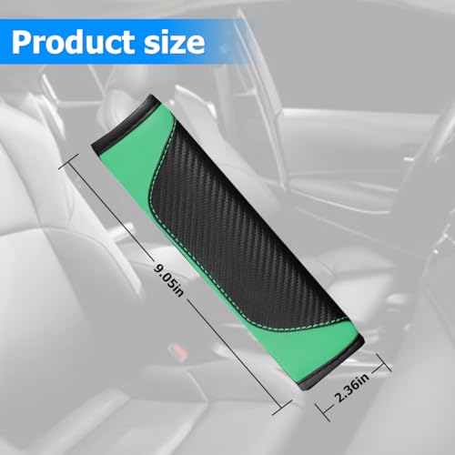 AUCELI 2PCS Car Seat Belt Cover, Carbon Fiber Seatbelt Shoulder Strap Covers, Breathable Leather Soft Harness Pad Protect Your Neck and Shoulder Compatible with Cars - color: Black/Light Green