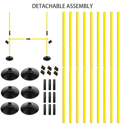 Adjustable Height Agility Hurdle Set Multi-Function Soccer Trainning Pole Set Coaching Sticks with Rubber Base - color: 4.9 FT