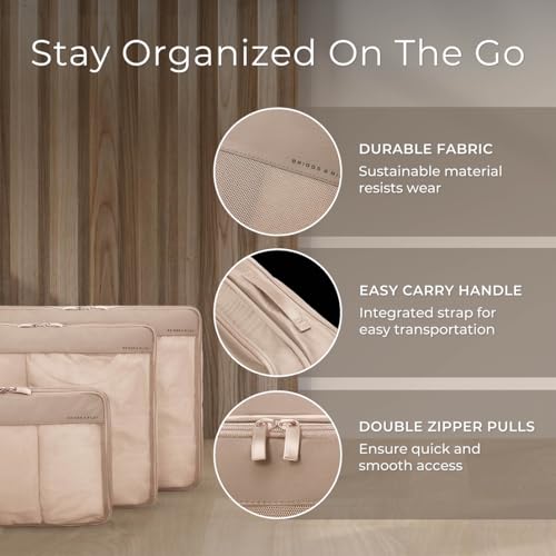 Briggs & Riley Travel Essentials Check In Compression Packing Cube Set - color: Tan, size: Checked