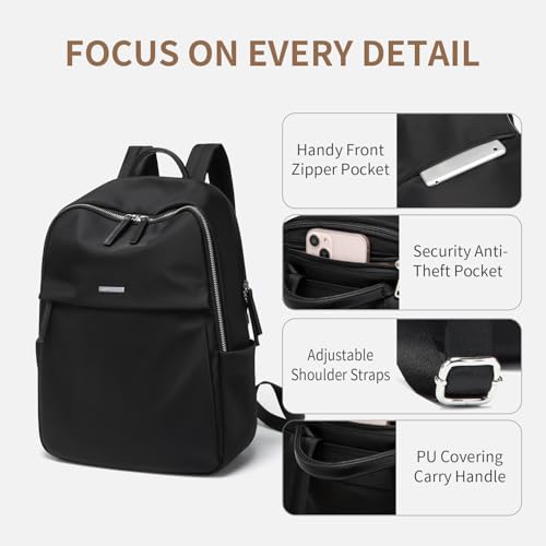 GOLF SUPAGS Womens Laptop Backpack with Separate Laptop Compartment Water Resistant Computer Backpacks Fits 15.6 Inch Notebook Travel Work College Bags (15.6-Inch, Black) - color: Black, size: 15.6-Inch