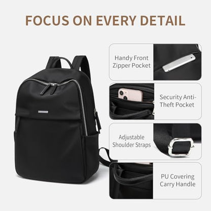 GOLF SUPAGS Womens Laptop Backpack with Separate Laptop Compartment Water Resistant Computer Backpacks Fits 15.6 Inch Notebook Travel Work College Bags (15.6-Inch, Black) - color: Black, size: 15.6-Inch