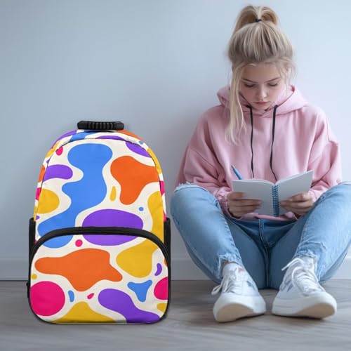 All Over Print Backpack for Women & Men - Abstract Colorful Spot Print 17 In Lightweight Laptop Backpack, Water Resistant College School Bookbag with Side Pockets, Trendy Travel Rucksack - color: Abstract Colorful Spot Print