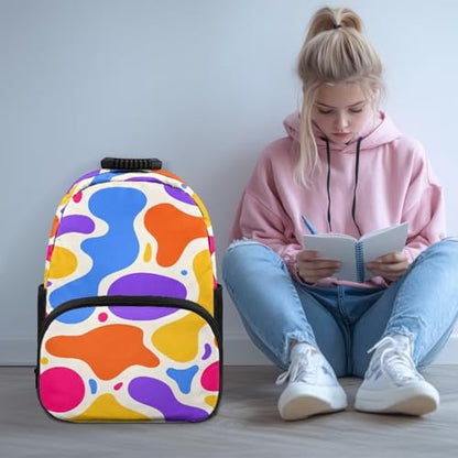 All Over Print Backpack for Women & Men - Abstract Colorful Spot Print 17 In Lightweight Laptop Backpack, Water Resistant College School Bookbag with Side Pockets, Trendy Travel Rucksack - color: Abstract Colorful Spot Print