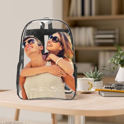 Custom Clear Backpack, Personalized Transparent Backpack, Add Your Own Logo Text Photo, Customized See Through Bag for Stadium Sport Travel Camping 17in - color: Style 1