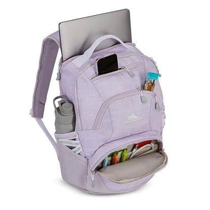 High Sierra Swoop Backpack, Lightweight Bookbag, Large Main Compartment + External Accessory Pockets, Separate Laptop Pocket, Dual Water Bottle Pockets, Fits most 17” Laptops, 30L Capacity, Orchid - color: Orchid Heather