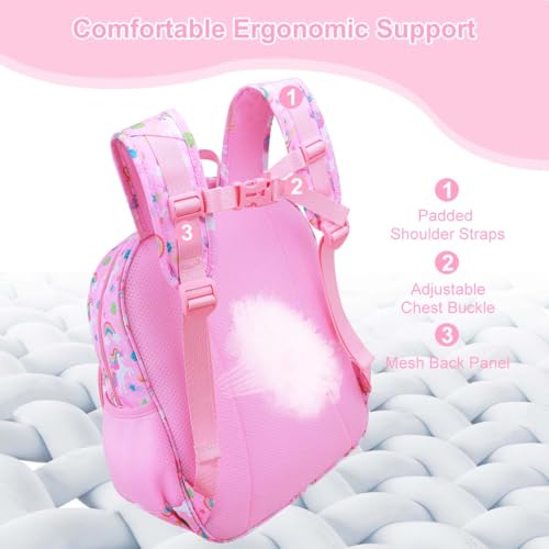 RHCPFOVR Kids Backpack for Girls - Girls Backpack 3-8 Ages Unicorn for Kids 15 Inch School Bookbag for Kindergarten Elementary School Bookbag for Girl 1st 2nd Grade - style: Pink Starry Unicorns