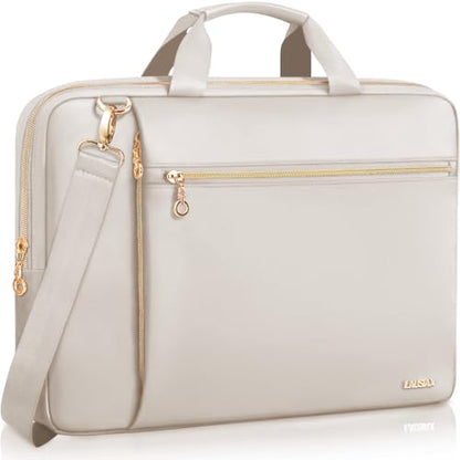 Laptop Case Bag Women Men Computer Sleeve Compatible with MacBook/Dell/HP/Acer/ASUS/LG, Waterproof Shoulder Carrying Briefcase, Beige, 15.6-16 Inch - color: Beige, size: 15.6 inch