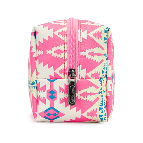 Montana West X Wrangler Travel Makeup Bag Waterproof Cosmetic Bag Portable Makeup Pouch for Women Large Toiletry Bag - color: Pink