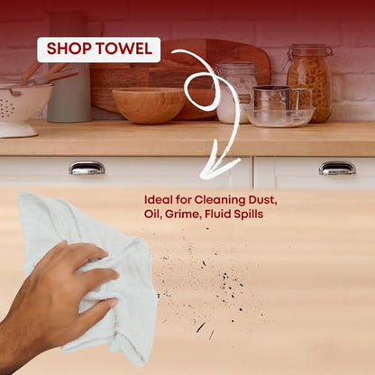 Cotton Shop Towels Cleaning Rags 108 Pack, 12x14 Inch 100% Cotton Bulk - Dye-Free Lint-Free Shop Rags Cleaning Cloths for Bar, Car, Garage, Automotive and Kitchen - White - color: White - 108 Pack