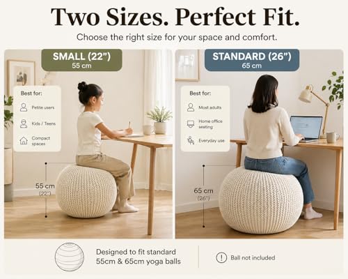 Yoga Ball Chair Cover - for 55cm and 65cm Birthing, Stability, Fitness, Balance Ball - color: Off White