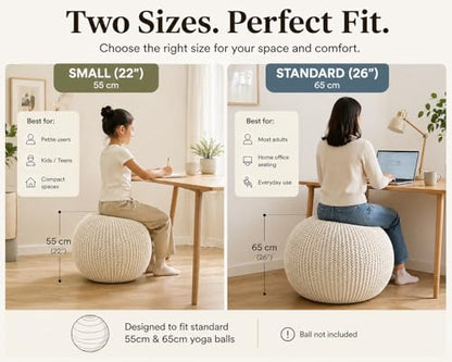 Yoga Ball Chair Cover - for 55cm and 65cm Birthing, Stability, Fitness, Balance Ball - color: Off White