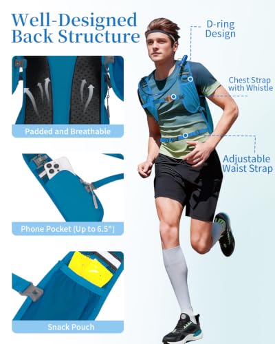 Hydration Backpack with 2L Water Bladder, Hiking Water Backpack - color: Blue
