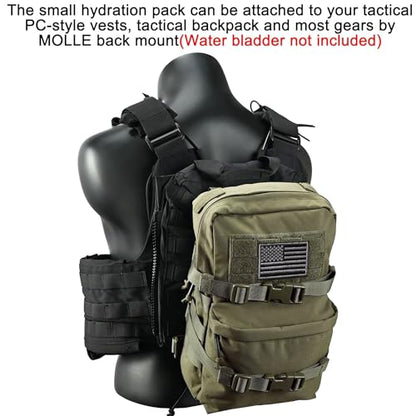 Tactical Mini Molle Hydration Pack,Molle Hydration Carrier with US Flag Water Resistant,Hydropack for Tactical Vest Backpack - style: Ranger Green