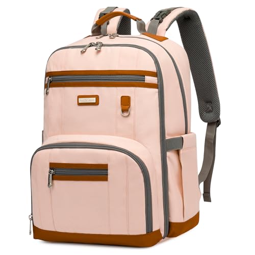 Diaper Bag Backpack, Large Baby Nappy Bags with Portable Changing Pad for Boys and GirlsMultifunction Travel Baby Bag for Moms Dads, Shower Gifts Waterproof and Stylish，Pink - color: Pink 2