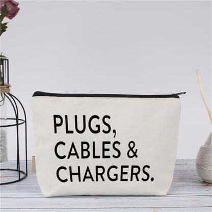 Plugs Cables & Chargers - Makeup Bag for Women Travel - Zipper Cosmetic Storage Bag with Vibrant Designs, Soft Fabric & Multi-Use Functionality (Gift for Birthdays, Graduation, Christmas) (Style A) - style: Style a