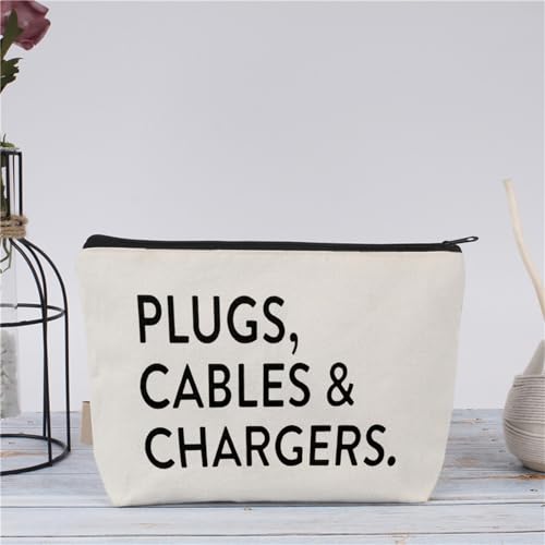 Plugs Cables & Chargers - Makeup Bag for Women Travel - Zipper Cosmetic Storage Bag with Vibrant Designs, Soft Fabric & Multi-Use Functionality (Gift for Birthdays, Graduation, Christmas) (Style A) - style: Style a